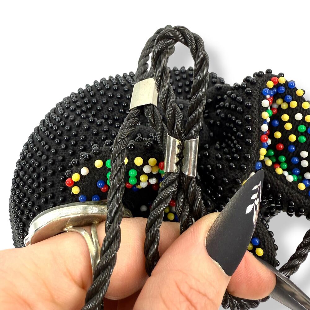 1960's rainbow beaded reversible pouch purse bag - Picture 10 of 16